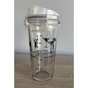 Glasslock Shaker Glass Cocktail  Mixer With Drink Recipes & Measurements 2-10 Oz